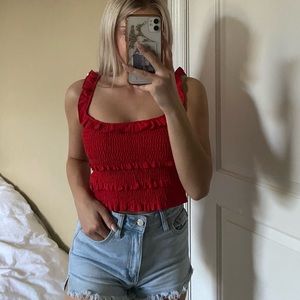 Red ruffle crop top, brand NEW